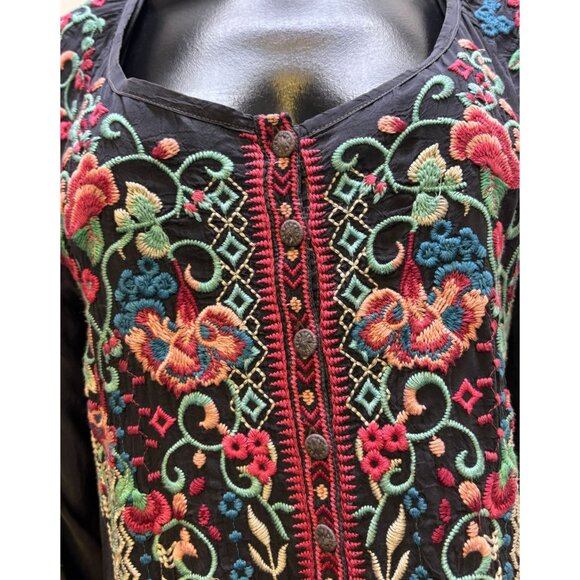 Johnny Was Embroidered Blouse Gray Multicolor L - Picture 5 of 6